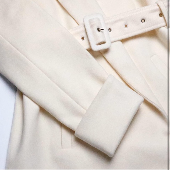 Medium navy blue wool trench coat with shawl collar - Picture 7 of 11